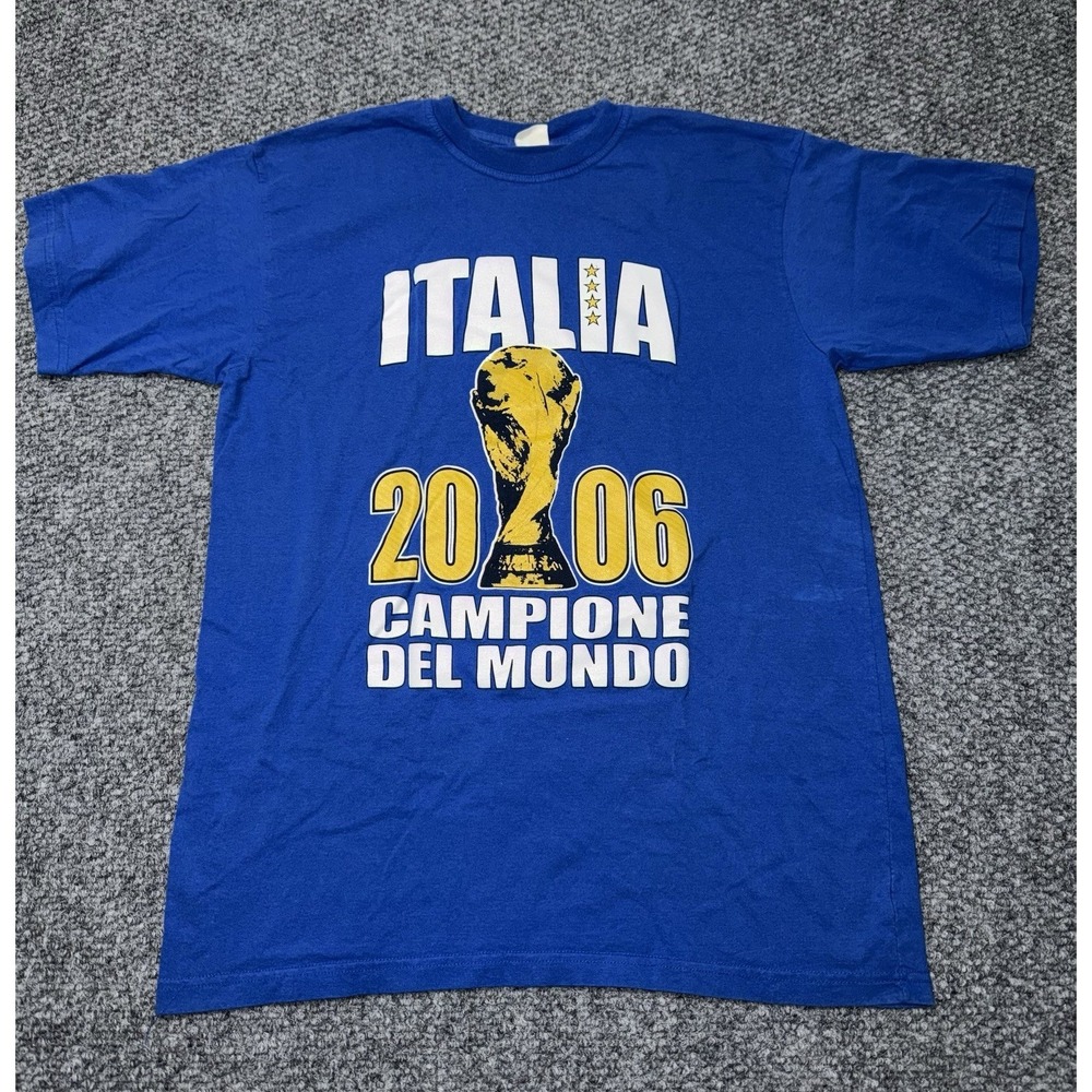 Italy Italia 2006 Campione Del Mondo Graphic Soccer‎ T-Shirt Blue